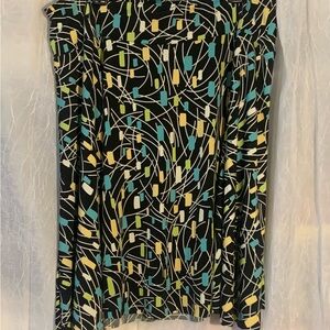 Briggs New York Black Circle Skirt with Teal, Lime & Yellow Pattern